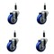 Service Caster 3.5'' Blue Poly Wheel Swivel 7/8'' Expanding Stem Caster Set, 4PK SCC-EX20S3514-PPUB-BLUE-78-4 - alternate 1